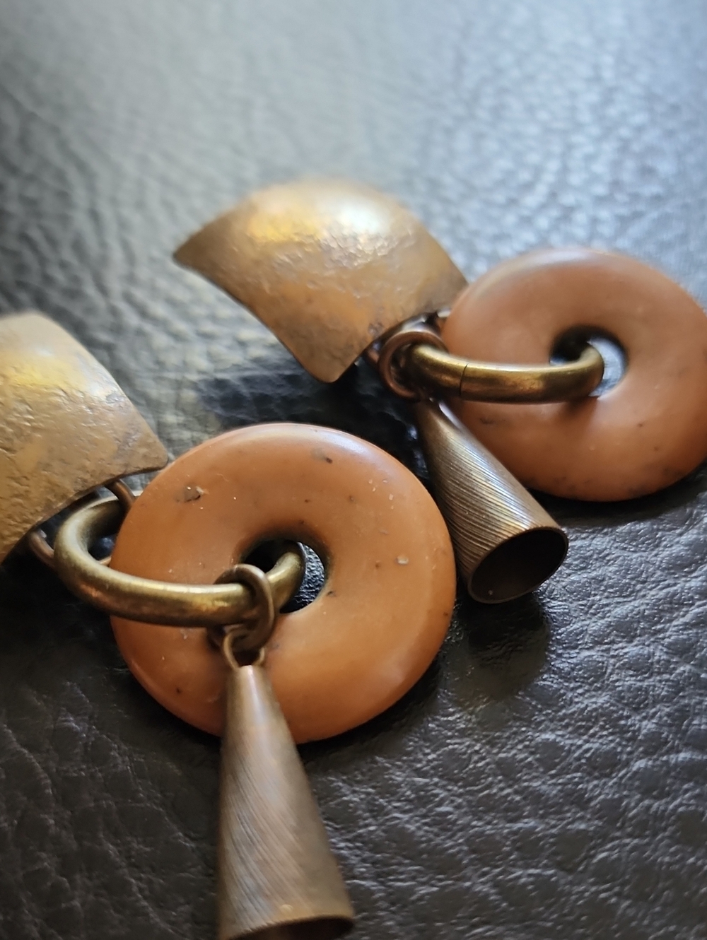 VTG Marjorie Baer Brass Drop Earrings